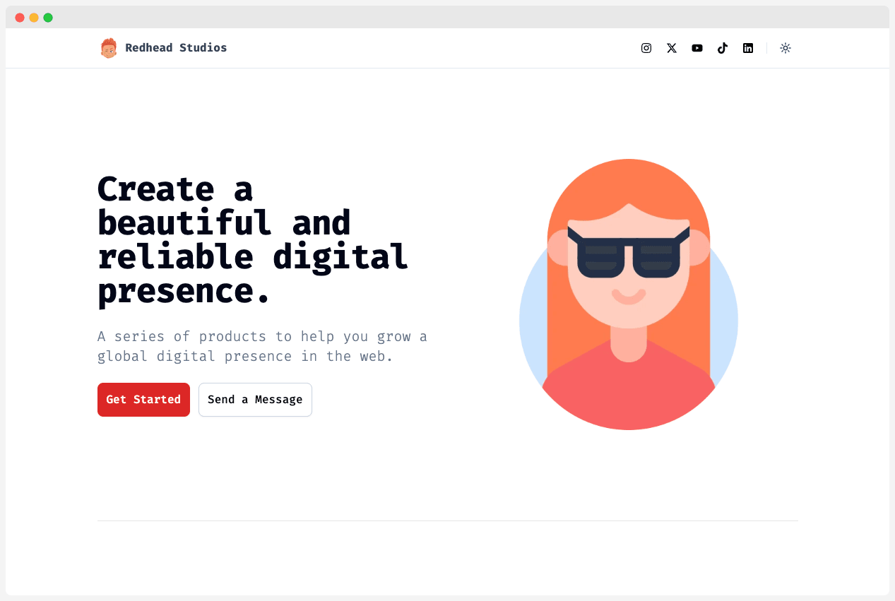 Redhead studios header light